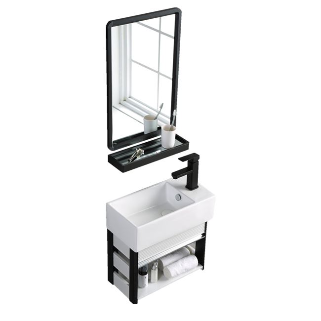 浴室落地洗手盆pvc柜洗脸盆台镜柜式防水柜卫生间柜洗漱组合组合