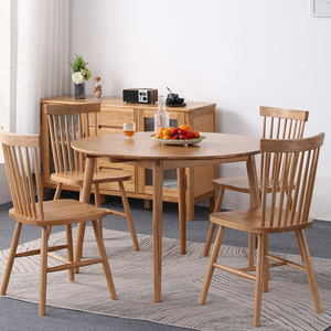 白橡木餐桌圆桌图片