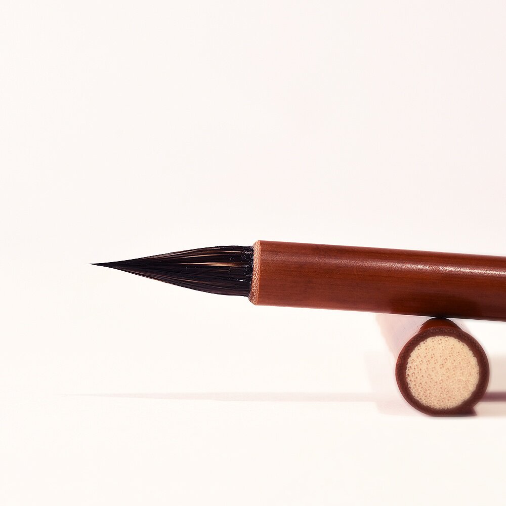 三月紫小楷毛笔野山兔毫黑尖珍珠尖紫毫毛笔小楷 古笔制作顿尖工