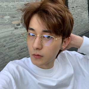 男士商务有度数眼镜框金丝边半框韩版防蓝光辐射配近视平光镜女.