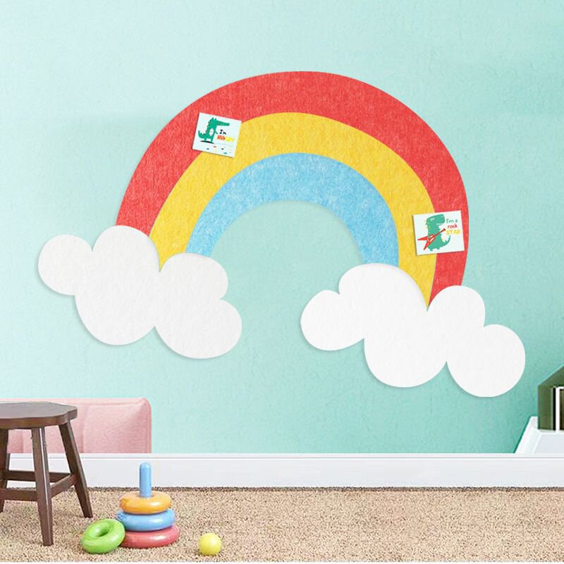 幼儿园主题墙环创彩虹毛毡板展示板宣传栏文化墙宣传公告栏背景墙