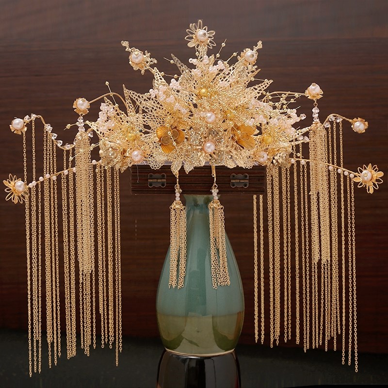 皇后大婚凤冠中式婚礼流苏步摇头冠秀禾服头饰新娘20a21年新款发