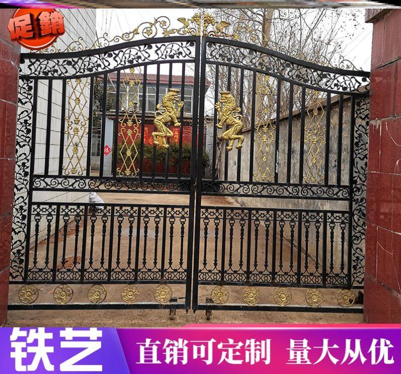 定制定做订制乡村子母门围栏移门设计效果图平铁艺大门农村大铁.