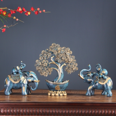聚财象客厅招财大象聚宝盆玄关装饰喜庆镇宅家居摆设金钱树摆件.
