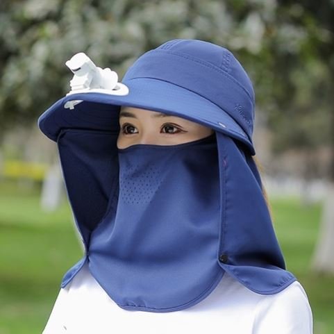 夏凉帽女时尚纱夏季女防晒纱帽帽子女带纱的防紫外线带风扇时尚