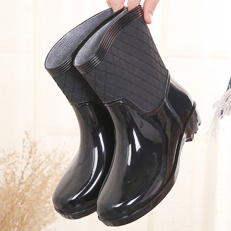 的夏天防水的好看同网好看鞋款红女女雨靴暴雨赶雨鞋高跟鞋水海