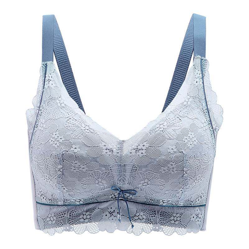 芬腾女士内衣无钢圈夏季薄款胸罩蕾丝聚拢上托大胸显小全罩杯文胸