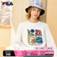 FILA×V&A联名系列斐乐女士针织套头衫2024春季新款时尚印花卫衣