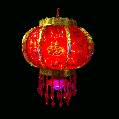 led七彩发光水晶福字花灯走马灯笼阳台旋转乔迁春节新年大红灯m笼