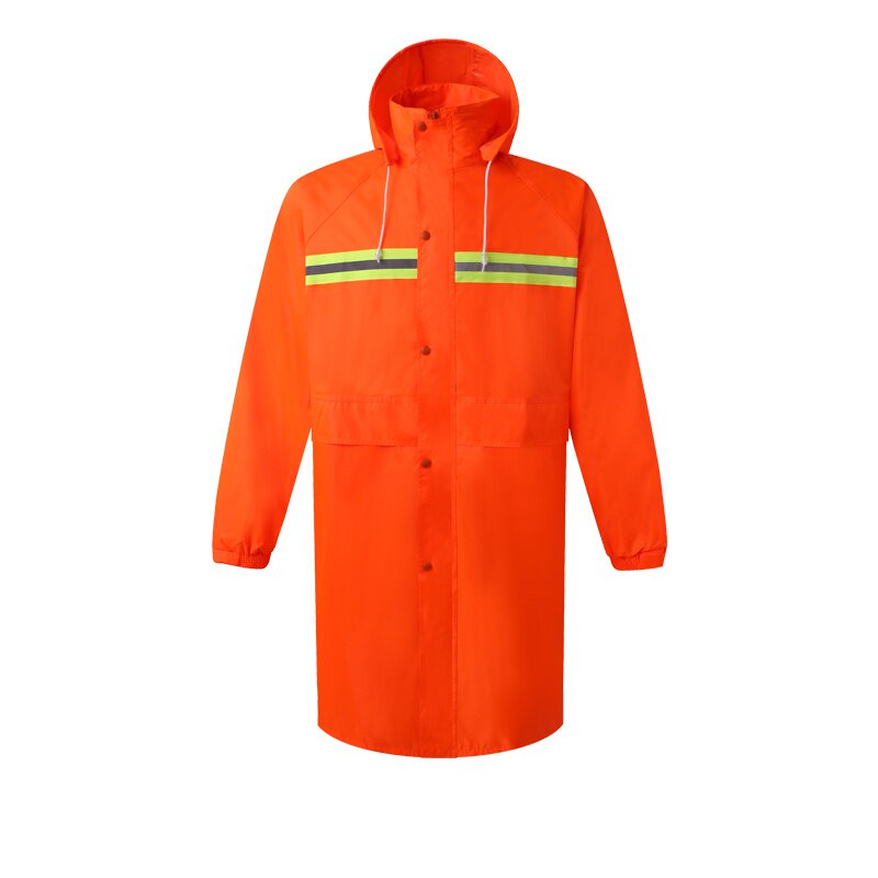 新品荧光红长款环卫雨衣双层加厚防暴雨环卫工人衣服劳保y清洁工