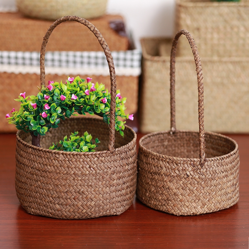 竹篮子手提篮鲜花图片