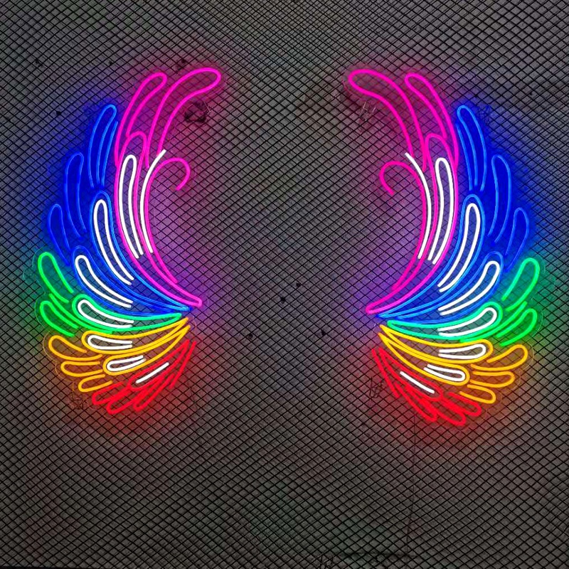 港风led霓虹发灯光字12v柔性灯带造型膀翅装饰广t告牌