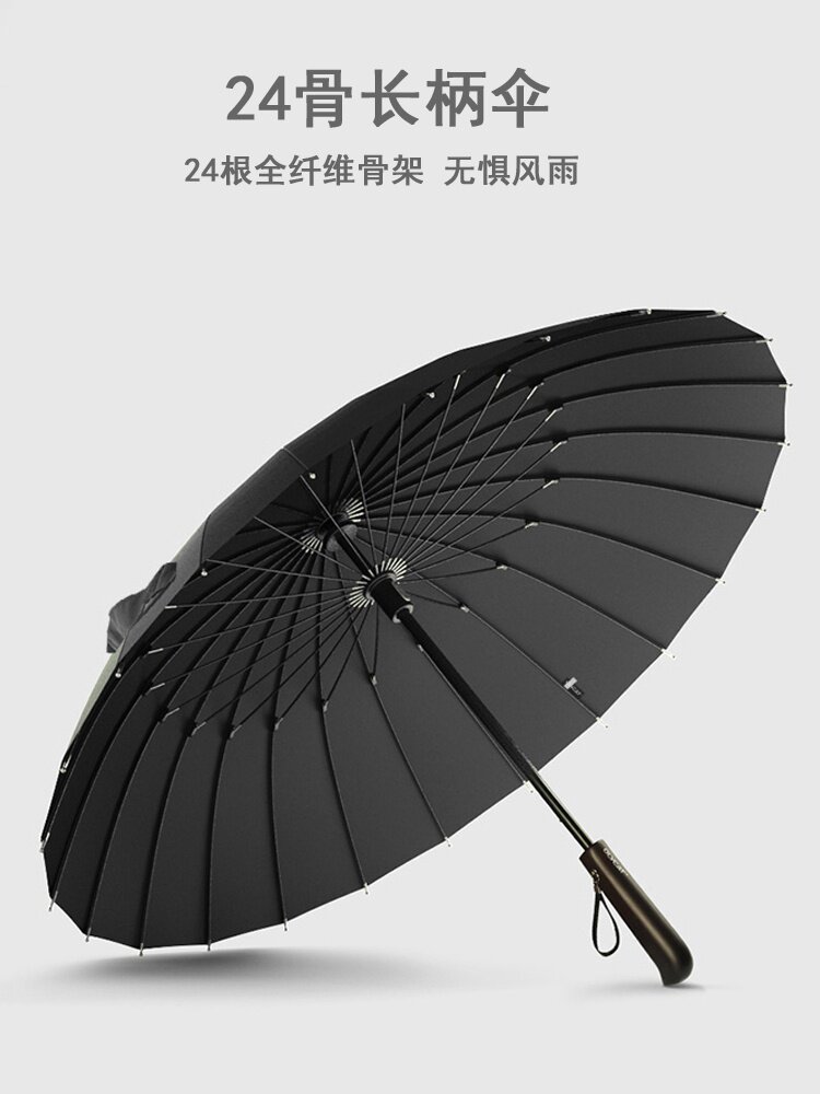 24骨雨伞长柄伞复古男士个性创意简约商务木柄单人伞日系直柄长伞