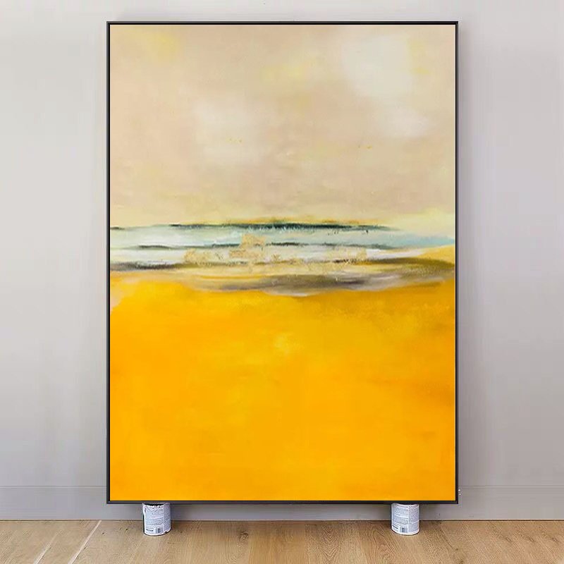 现代简约抽象画黄色客厅背景墙画餐厅走廊入户玄关暖色系手绘油画