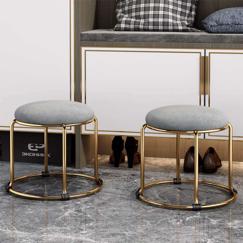 北欧极简穿鞋凳轻奢茶几凳家用进门换鞋凳钛金色沙发凳网红小凳子