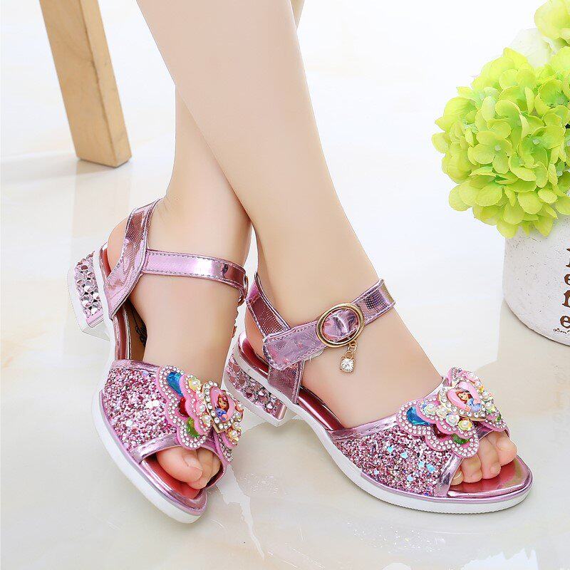 (今日5.8折)女童凉鞋2021新款夏季儿童公主鞋软底宝宝水钻包头学生鞋