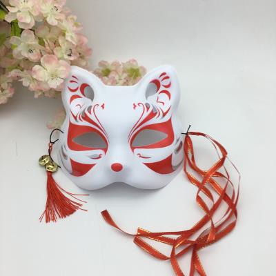 彩绘日式和风狐狸面具cos动漫h猫脸狐妖面罩半脸古风汉服化妆舞会
