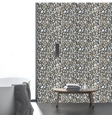 墙纸贴粘自餐厅翻新店铺壁纸o墙m裙饭馆立体背景墙鹅卵石贴石头3d