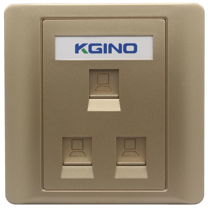 三位网络面板3孔三孔网线网口宽带插座金色86型通用三口电脑墙插