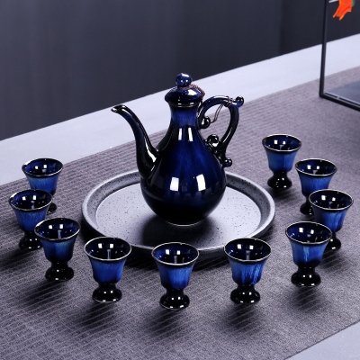 陶瓷酒具套装白酒分酒器仿古中式古典清酒蛊酒具小烈酒杯套装家用