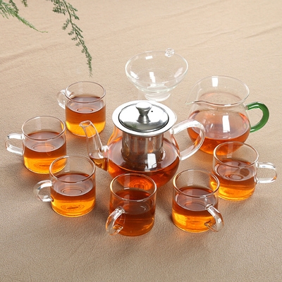 新品加厚耐热玻璃茶具套装家用简约整套功夫茶具透明过滤泡茶器