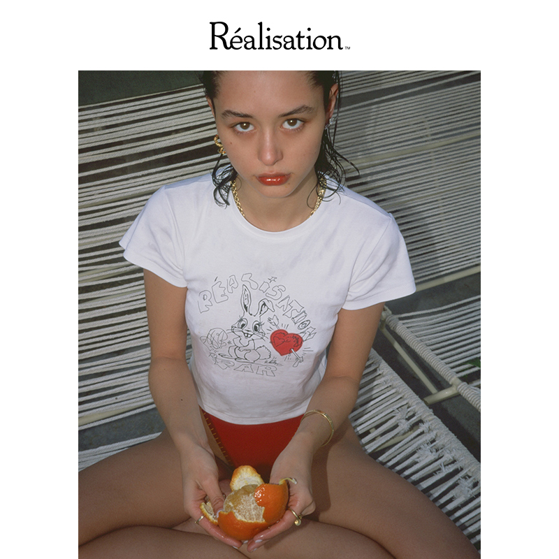 RealisationPar T恤红心兔子上衣甜辣The Bunny Tee in Red Heart