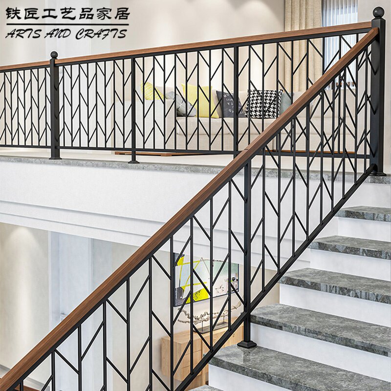 现代简约铁艺楼梯扶手别墅阁楼围栏走廊飘窗栏杆室内家用阳台护栏