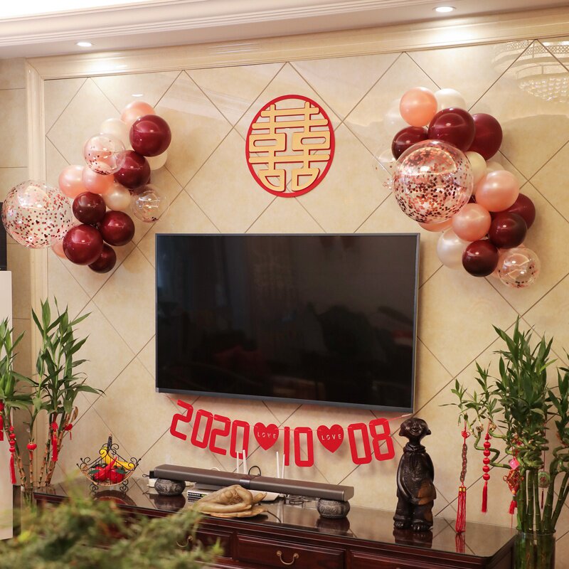 婚房装饰喜字拉花套装结婚客厅卧室场景布置创意婚庆用品大全