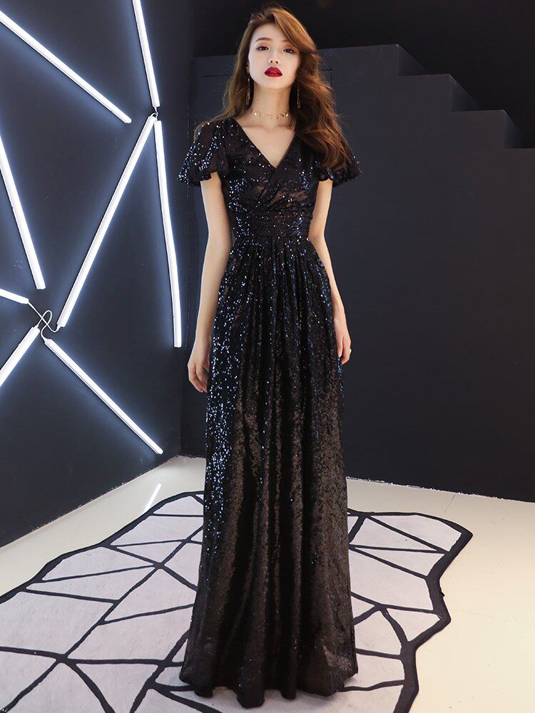 大码晚礼服裙女胖mm显瘦2020新款气场女王高端大气宴会气质主持人