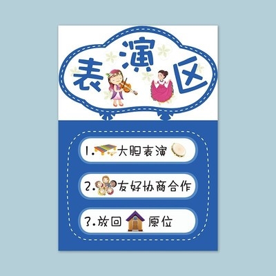 小中大班幼儿园儿童进区标识区域规则区角牌教室活动布置装饰墙