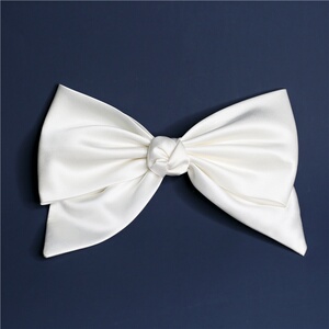 白色绸缎面大号蝴蝶结发夹小香风头饰发饰拍照婚纱礼服配饰品发卡