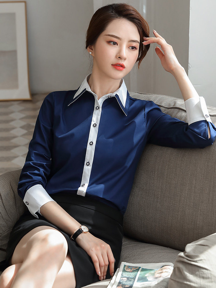 白色衬衫女气质长袖纯棉商务上衣百搭职业装工作服正装女士白衬衣