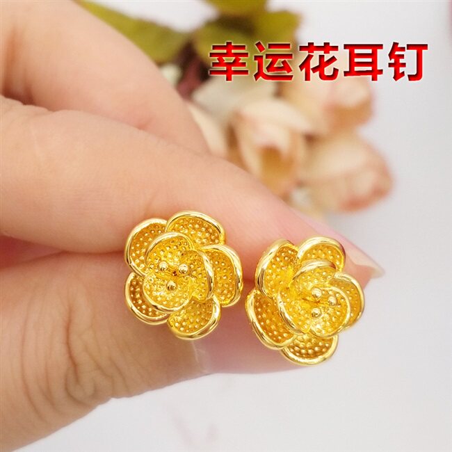 久不掉色新款气质首饰越南沙金耳钉弯钩女款24k金流苏长款耳环