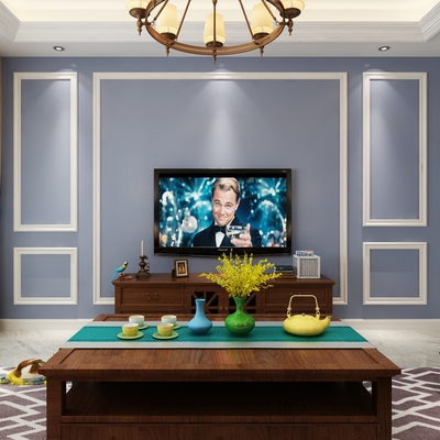 米白色欧式电视墙背景墙边框护墙板实木装饰线条门线天然实木线.