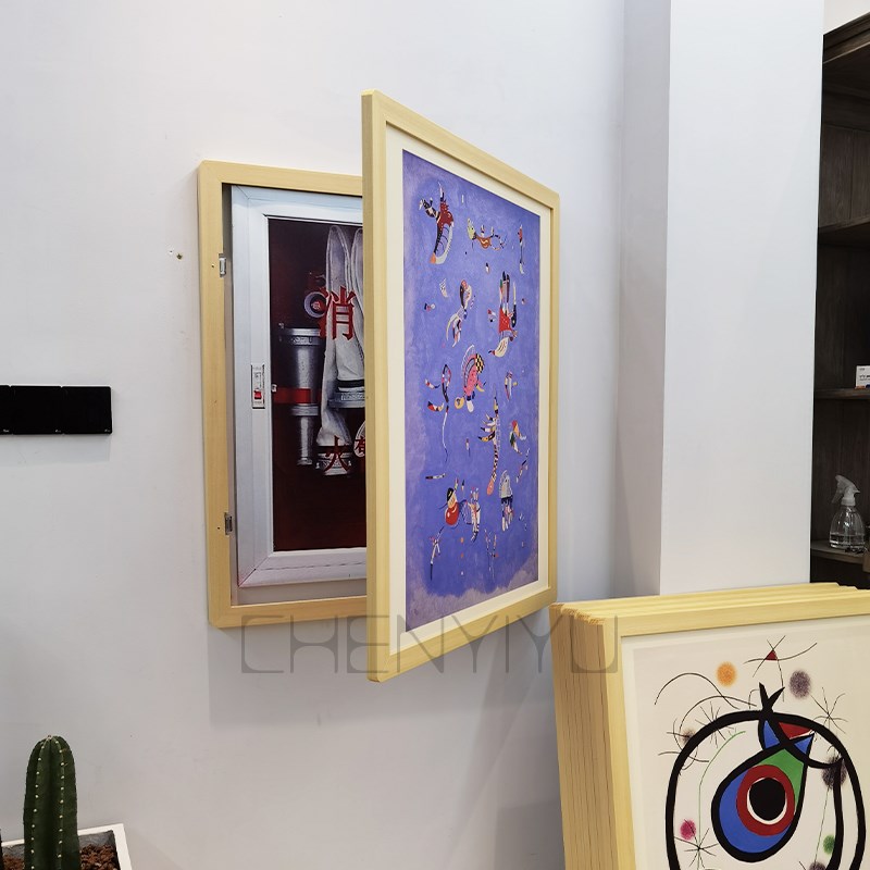 电表箱装饰画配电箱遮盖电闸挂画实木原木色外框幼儿园消防栓遮挡