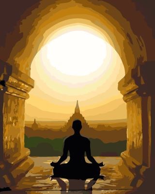 数字油画diy静心坐禅大佛人物佛像风景淡彩填色减压手绘装饰画