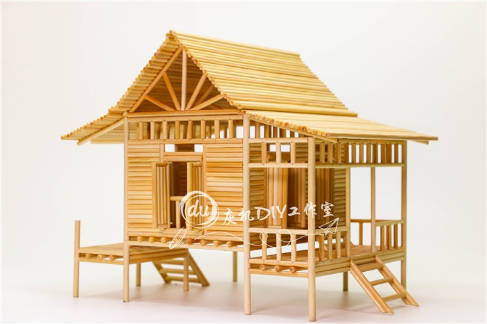 热销木棒手工diy建筑模型房子