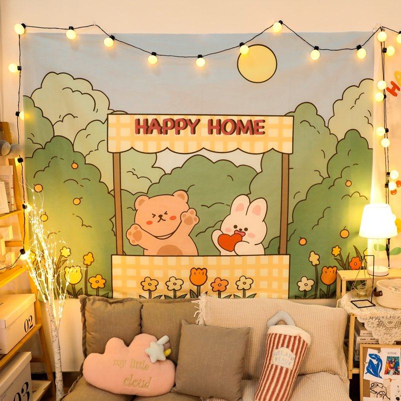 直播背景布可爱卡通主播高清挂毯网红2021新款背景图挂布装饰挂饰