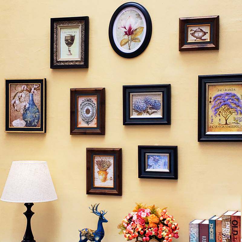 实木照片墙装饰相框墙欧式相片墙客厅背景墙组合画美式免打孔挂