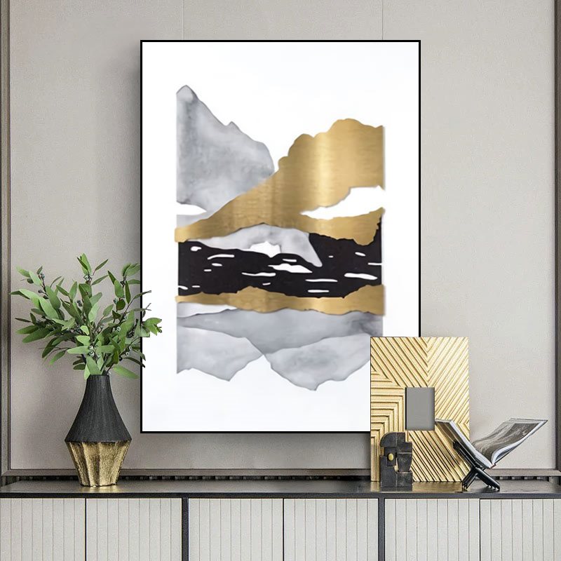 入户玄关装饰画竖纯手绘抽象艺术现代轻奢风格立体挂画大芬村油画