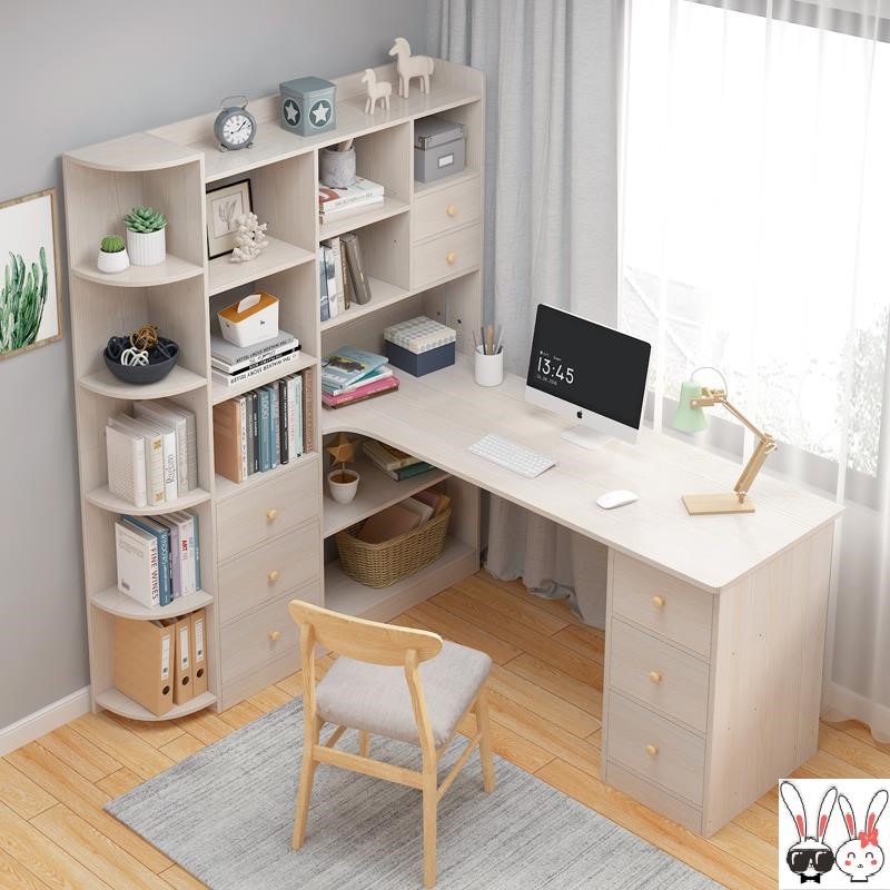 男孩房间书桌卧室女生温馨初中生女孩子儿童书柜一体组合学习桌