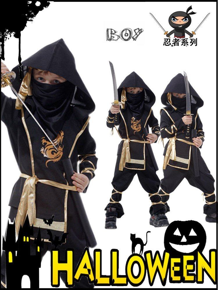 圣诞节儿童服装男化妆舞会忍者服神秘武士演出服幼儿忍者装扮服