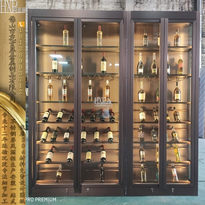 轻奢简约不锈钢酒柜定制江苏别墅酒窖恒温柜不锈钢红酒柜加工生产