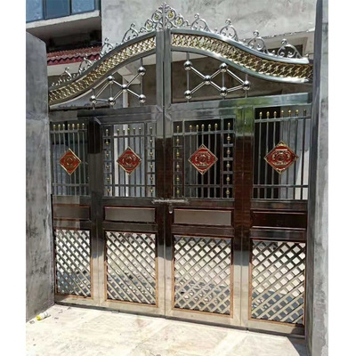 不锈钢庭院门304入户围墙门自建房中式家用新款院墙农村院子大门图片