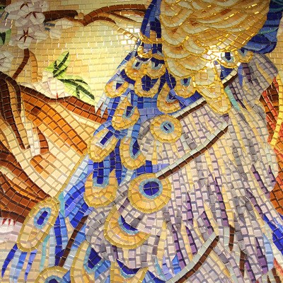 孔雀马赛克拼图定制壁画瓷砖拼花过道玄关背景墙剪画墙砖