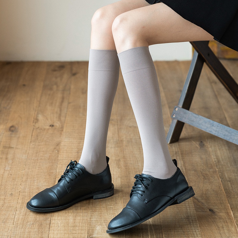 jk袜子女中筒可爱日系春夏薄款压力瘦腿黑色长袜ins潮纯色小腿袜