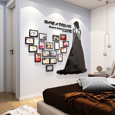 新品网红婚纱照背景墙面装饰v贴纸亚克力相框墙贴婚房客厅墙壁贴