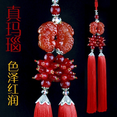 红玛瑙双貔貅汽车挂件图片