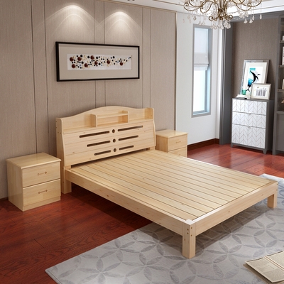 实木松木床18米成人双人床图片