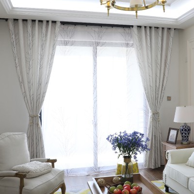 客厅窗帘成品简约现代新中式高档大气半遮光布料亚麻棉麻卧室窗帘
